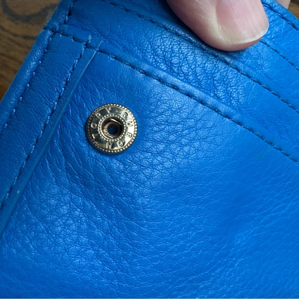 Tory Burch Blue Wallet Wristlet with Gold Logo - Picture 8 of 10